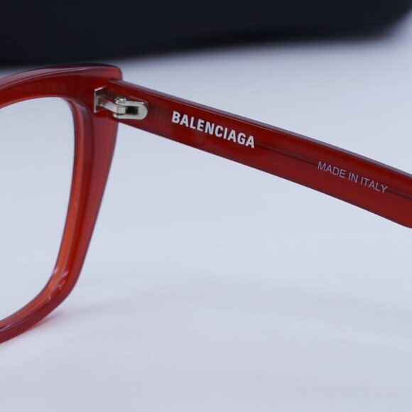 Balenciaga BB0062O 004 Cat Eye Eyeglasses 53mm - Shiny Red - Picture 6 of 9